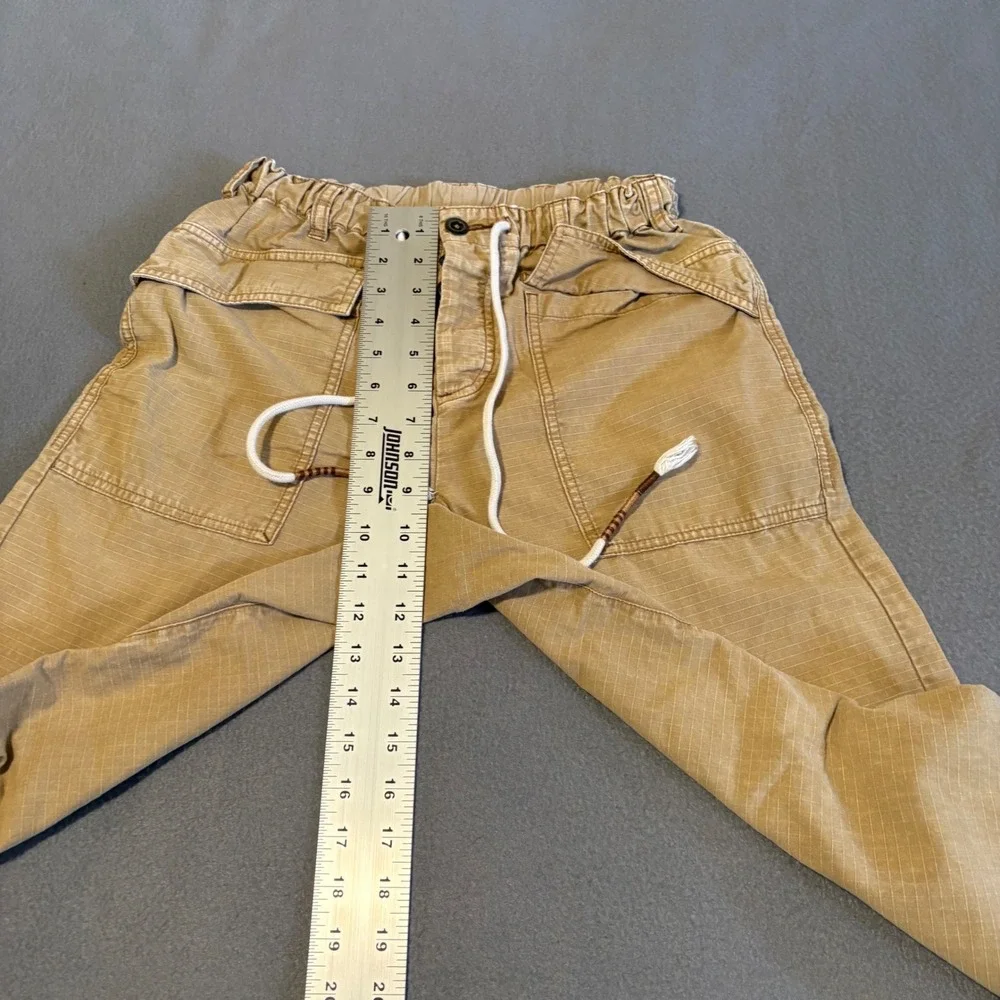 Free People Cargo Pants Womens XS Tan Ripstop Drawstring Raw Hem OB1170572